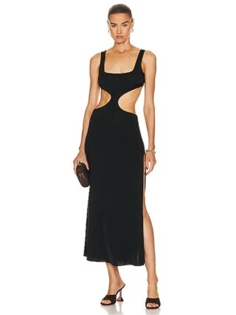 Agent Provocateur Christiana Black Gold Cutout Midi Cover Up Dress 6